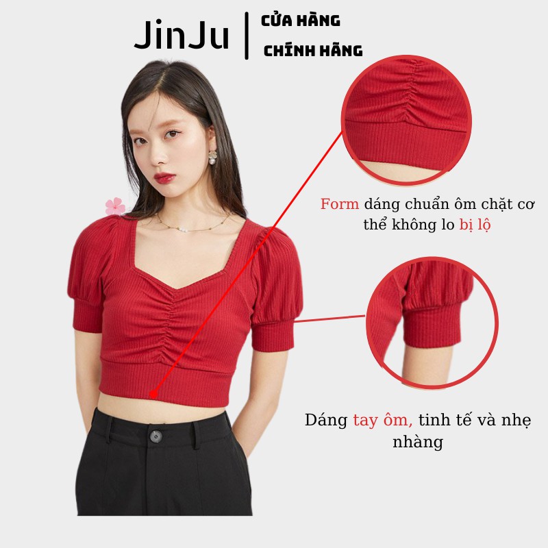 Áo croptop ôm, áo croptop tay ngắn hàng quảng châu cao cấp,chất vải thun gân dày, không nhăn, không phai màu- JinJu | BigBuy360 - bigbuy360.vn