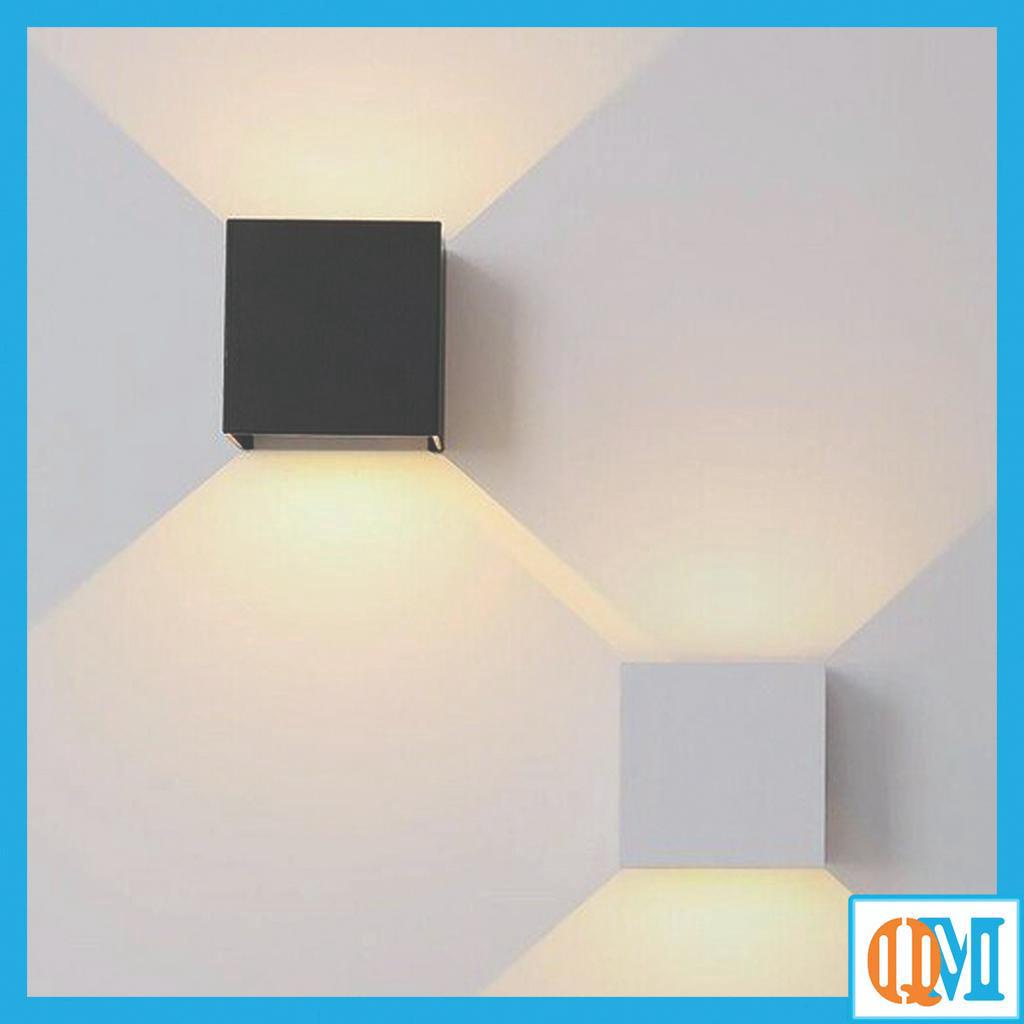Đèn LED trang trí ngoài trời, đèn hắt 2 đầu 6w Vỏ Nhôm ánh sáng vàng, đèn hộp lập phương chống nước
