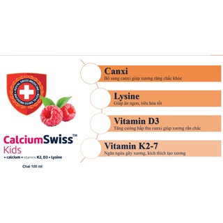 Sirô tăng chiều cao CalciumSwiss bổ sung canxi, vitamin K2, lysine và D3 - nhập khẩu châu Âu