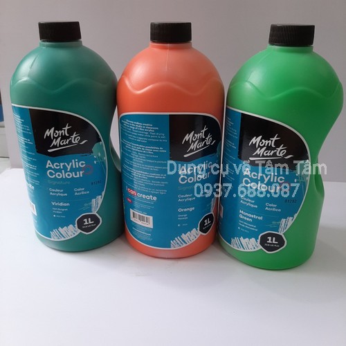 [ TÂM TÂM ]-Màu acrylic Mont Marte bình 1 Lít, Màu acrylic bình vòi Mont Marte 1 Lít-