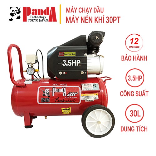 Máy nén khí chạy dầu Panda 30PT, Công suất 3.5HP, Bình 30L, Có rơle nhiệt