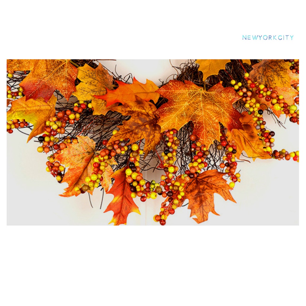 Vòng hoa lá phong nhân tạo treo trang trí Giáng Sinh