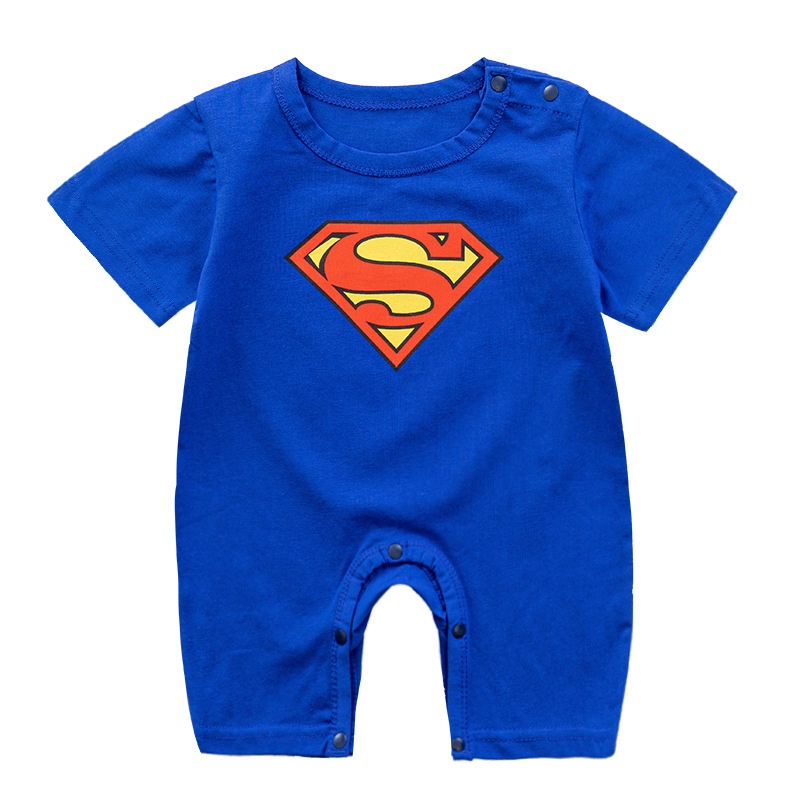 Bộ Áo Liền Quần Tay Ngắn Vải Cotton In Hoạt Hình Thời Trang Mùa Hè Cho Bé