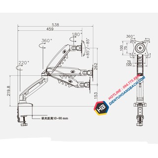 Giá treo màn hình máy tính NB F80 - Xoay 360 độ - Tay treo màn hình F80