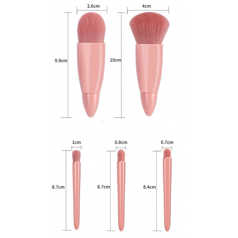 Bộ 5 Cọ Trang Điểm Đa Năng Có Gương Tiện Dụng( Nội Địa Trung )