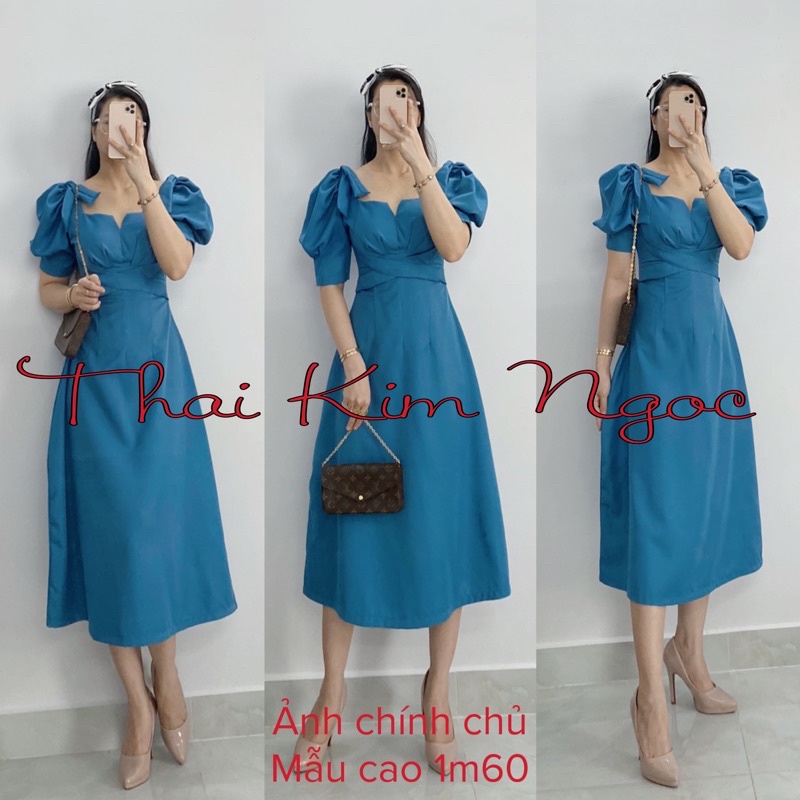 Đầm maxi dự tiệc nơ vai eo cách điệu