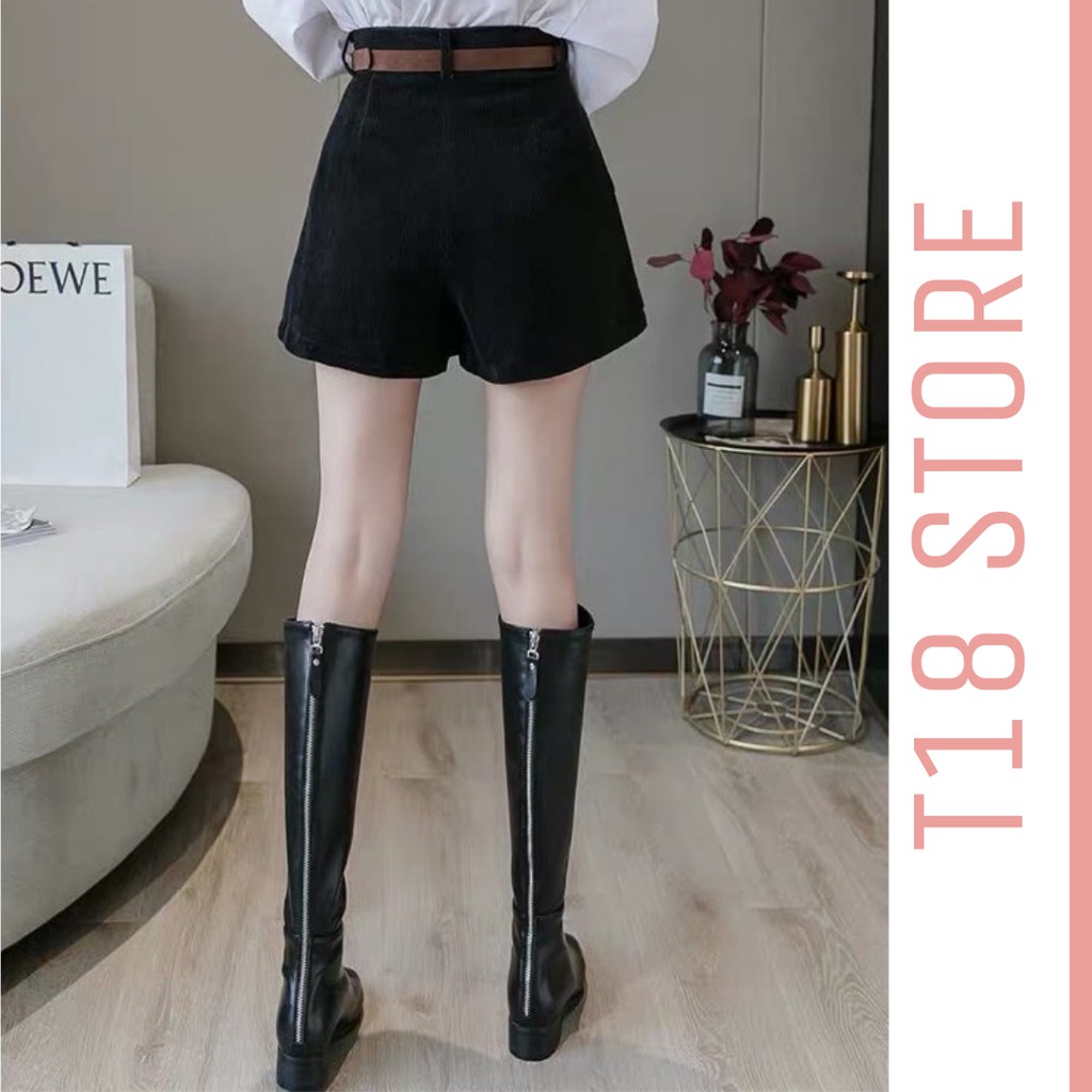 Quần short nữ nhung tăm cao cấp thu đông- Quần đùi nữ mặc nhà T18 STORE QD06