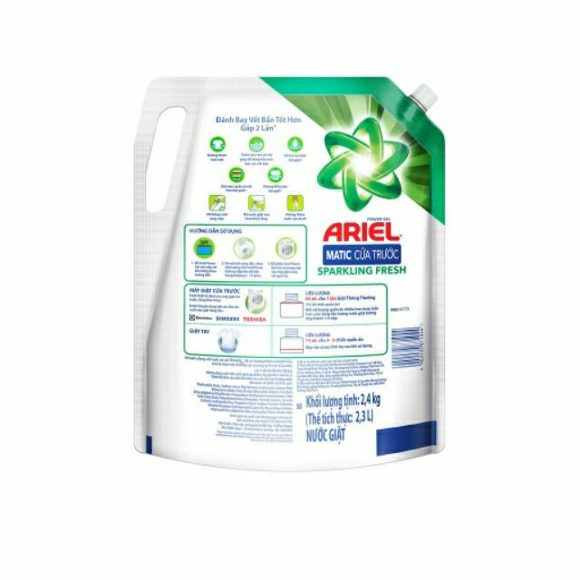 nước giặt cửa trước ariel tươi mát rực rỡ túi 1.8kg