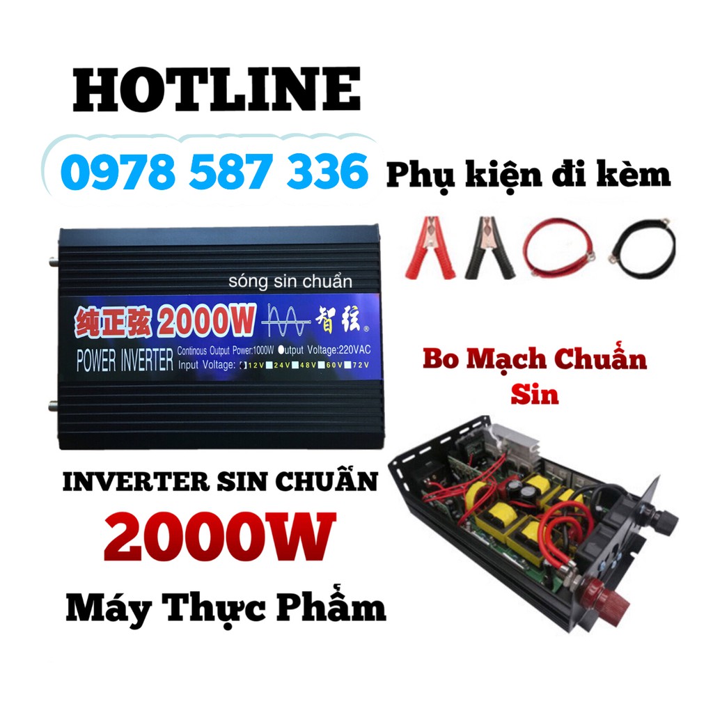 Bộ kích điện ac quy 12V INVERTER Sóng sin chuẩn 2000W
