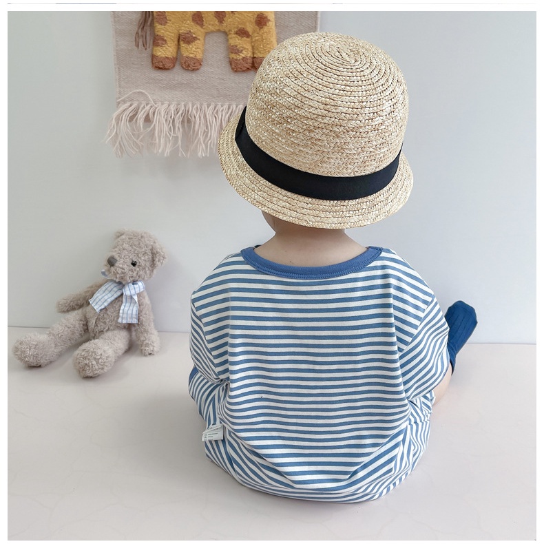 Áo Liền Quần Ngắn Tay Hoa Văn Kẻ Sọc Thời Trang Mùa Hè Dành Cho Trẻ Nhỏ Mới Sinh