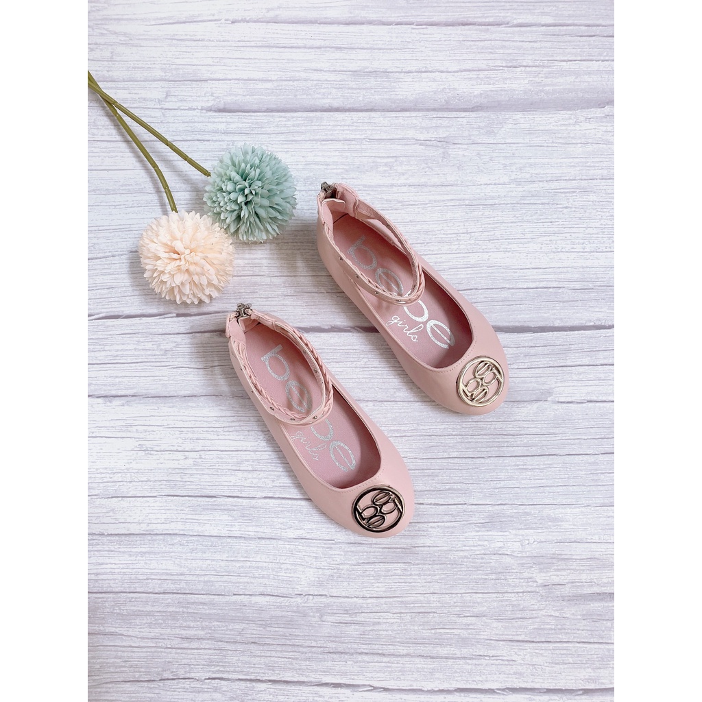 Giày búp bê bé gái BEBE hai màu  hàng xuất dư tiểu thư siêu xịn có khóa kéo đằng sau