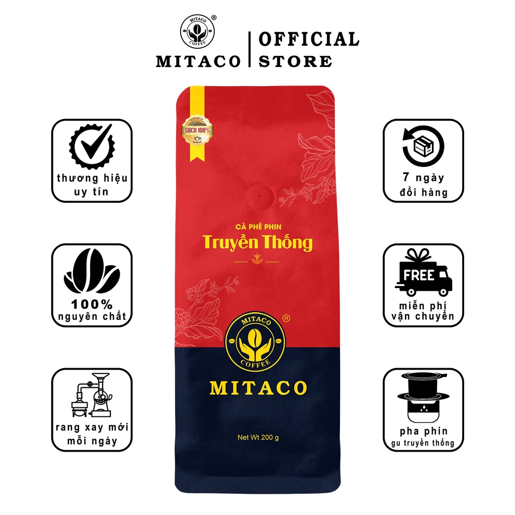 Cà Phê Phin Truyền Thống MITACO COFFEE (Gói 200g)