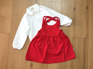 Set váy yếm và áo somi bé gái