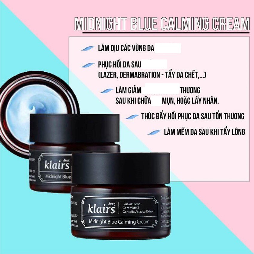 Combo Dưỡng Phục Hồi Tổn Thương Da Serum - Kem dưỡng Klairs Midnight Blue 30g