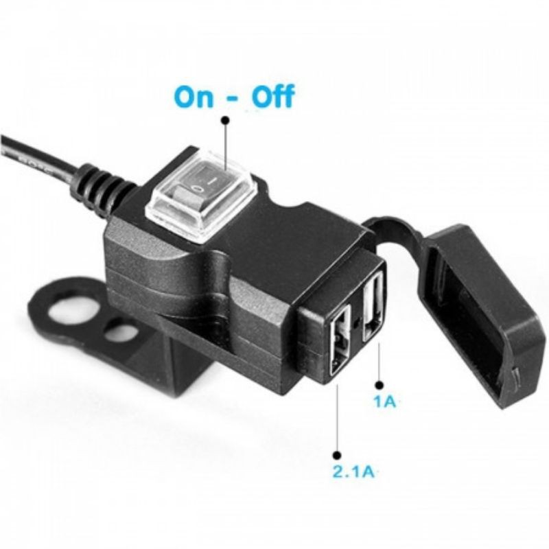 Sạc điện thoại xe máy 2 cổng USB 12-24V