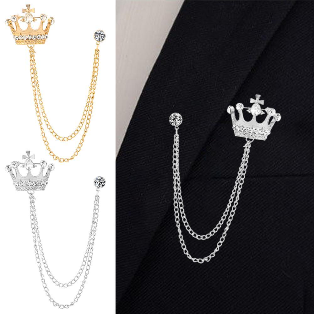 Trâm Cài Cổ Áo Dạng Chuỗi Hình Vương Miện Hoàng Gia Cho Nam