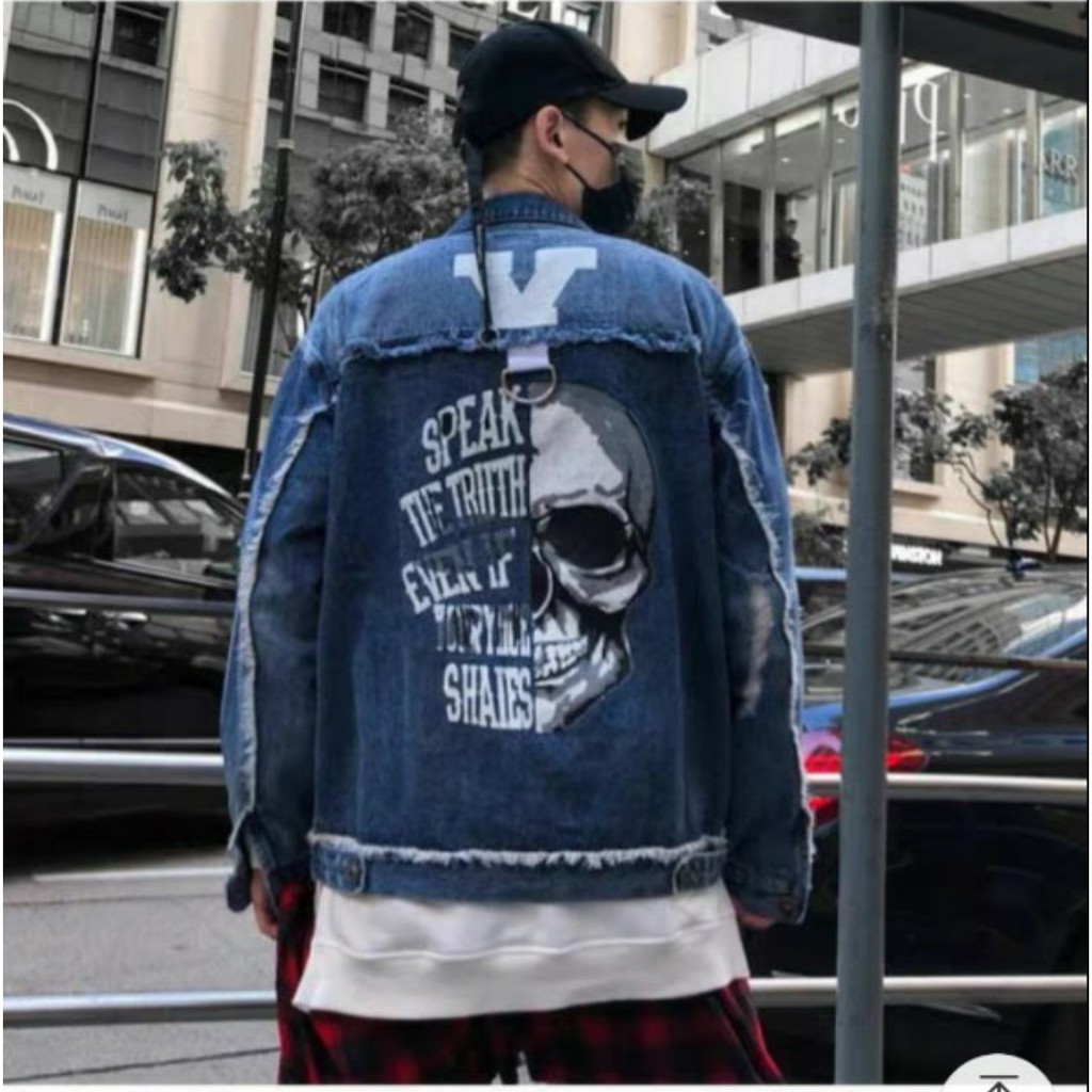 [Vip] Áo khoác jeans nam nữ xanh xám cao cấp form rộng hàng shop Vspeak-Righ MC Chiwawa shop giá rẻ