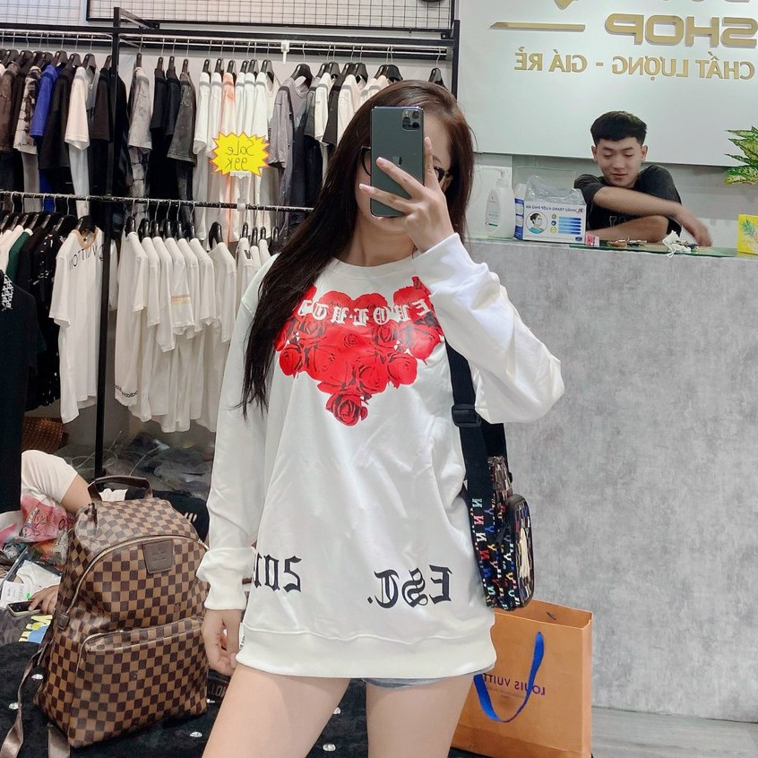 Áo sweater nam nữ dài tay hottrend Hoa Hồng 2 mặt form rộng unisex chất nỉ cotton dày | BigBuy360 - bigbuy360.vn