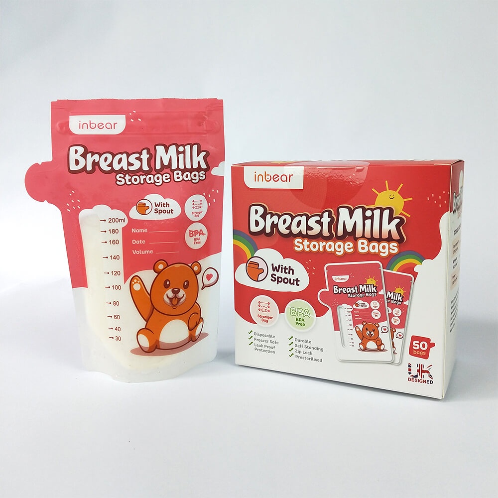 Túi Trữ Sữa Inbear 200ml, Có Vòi Dễ Đổ Ra, Tiệt Trùng Trử Sữa Sạch Sẽ - Hộp 50 Túi, Hộp 20 Túi