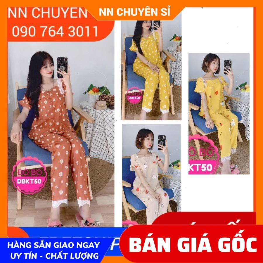 Đồ bộ nữ mặc nhà chất Kate lụa mềm mịn mát in họa tiết hoạt hình dễ thương A50 LV06