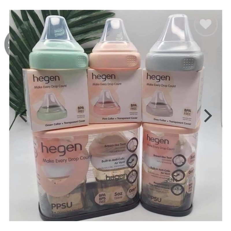 Bộ nắp và cổ nối bình sữa Hegen thay thế xanh/hồng/ghi