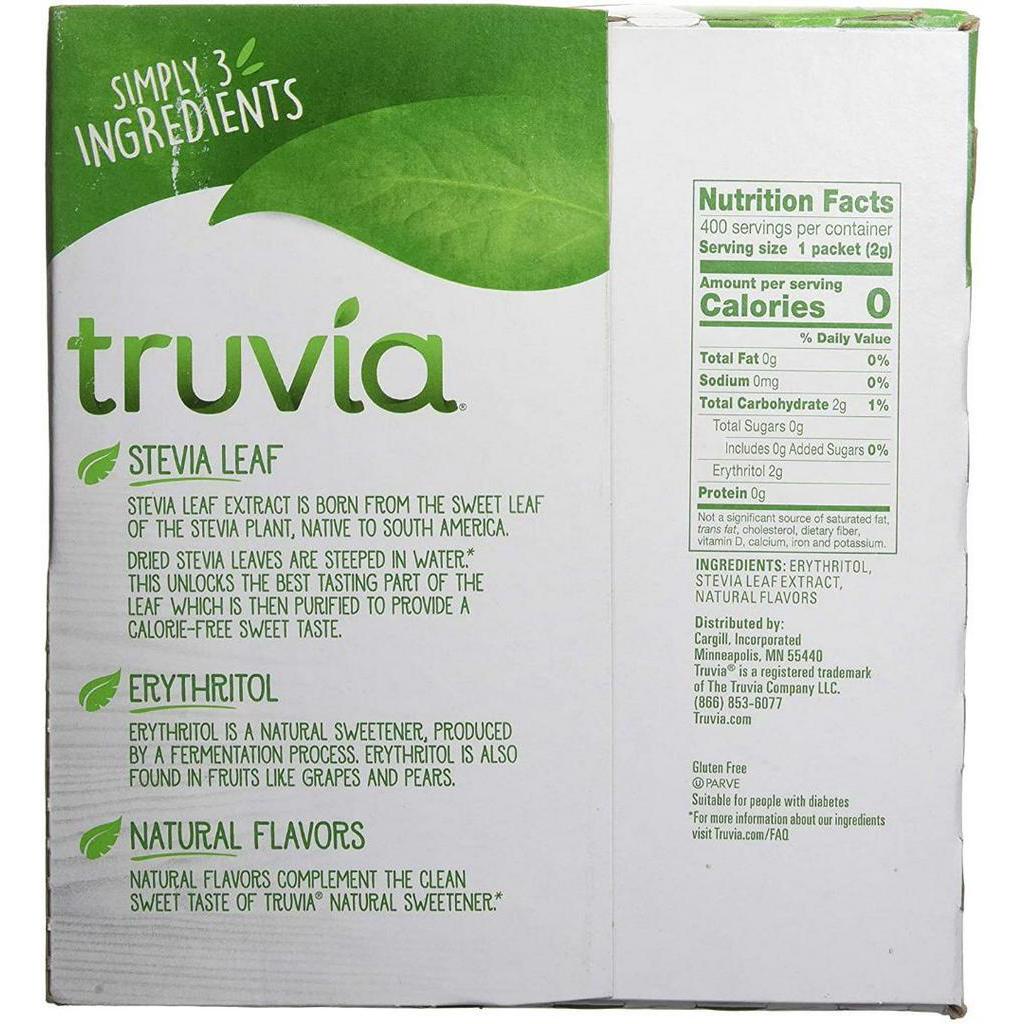 Hộp 400 gói đường cỏ ngọt (kiêng) Truvia Natural Stevia Sweetener Packets, non-GMO, gluten-free, sugar-free, kosher (2g)