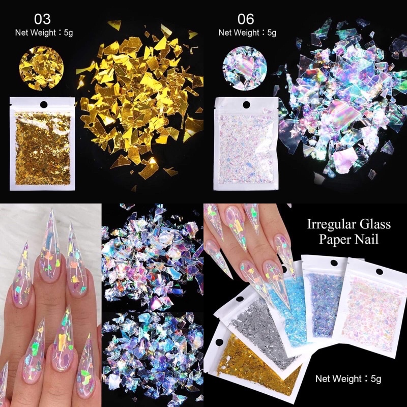 Giấy xà cừ khổng tước trang trí Nail siêu sáng