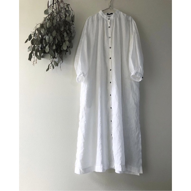 Đầm linen tưng premium trắng phong cách vintage Nhật Bản