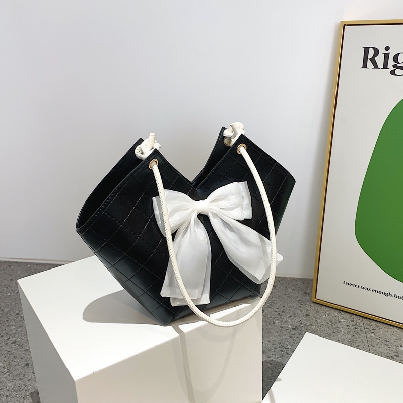 Túi Xách Màu Trơn Thêu Họa Tiết Thắt Nơ Thời Trang Mùa Hè Mới Cho Nữ