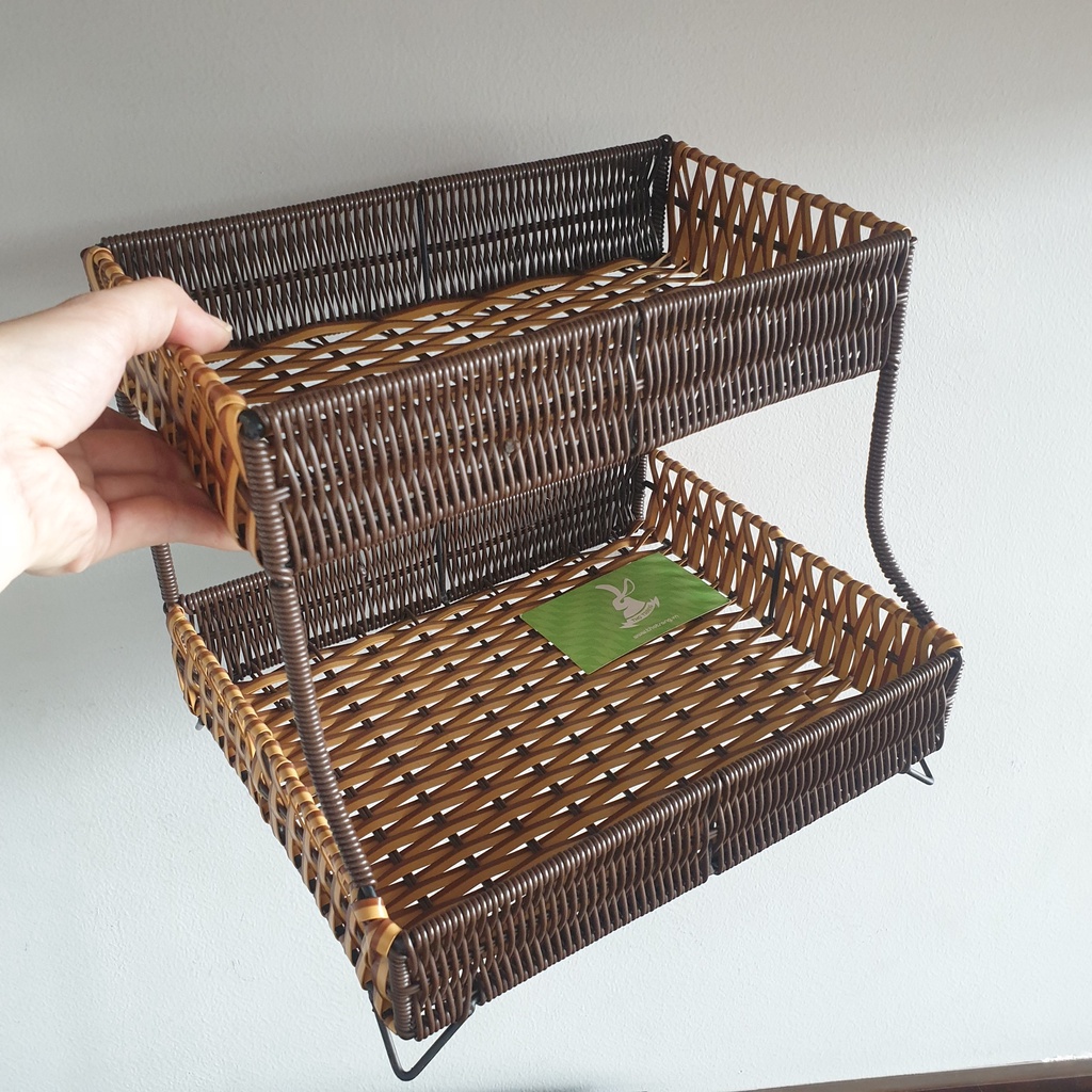 Kệ 2-3 Tầng Nhựa Giả Mây Đựng Đồ Ngăn Nắp, Thích Hợp Decor