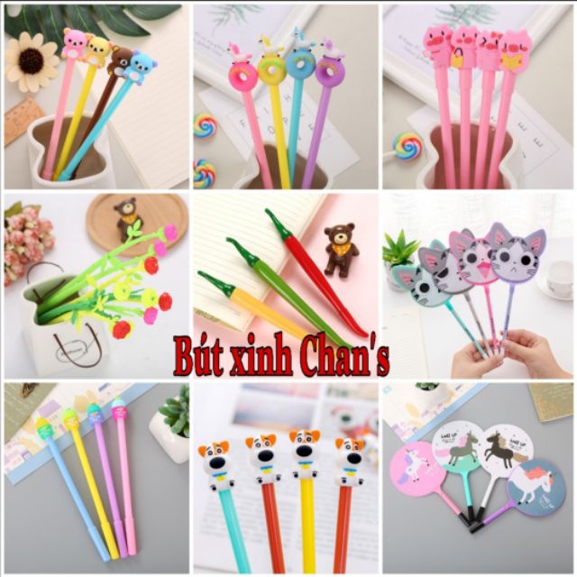 Sỉ 10 bút bi nước cute đầu thú