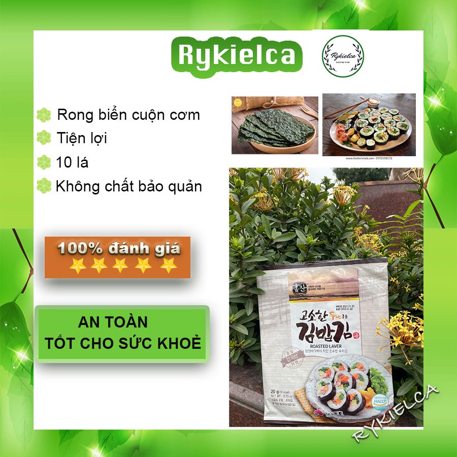 Rong biển cuộn cơm Hàn Quốc 10 lá làm Shushi, Kimpap - đảm bảo hàng chuẩn, tốt cho sức khoẻ, an toàn, tự nhiên