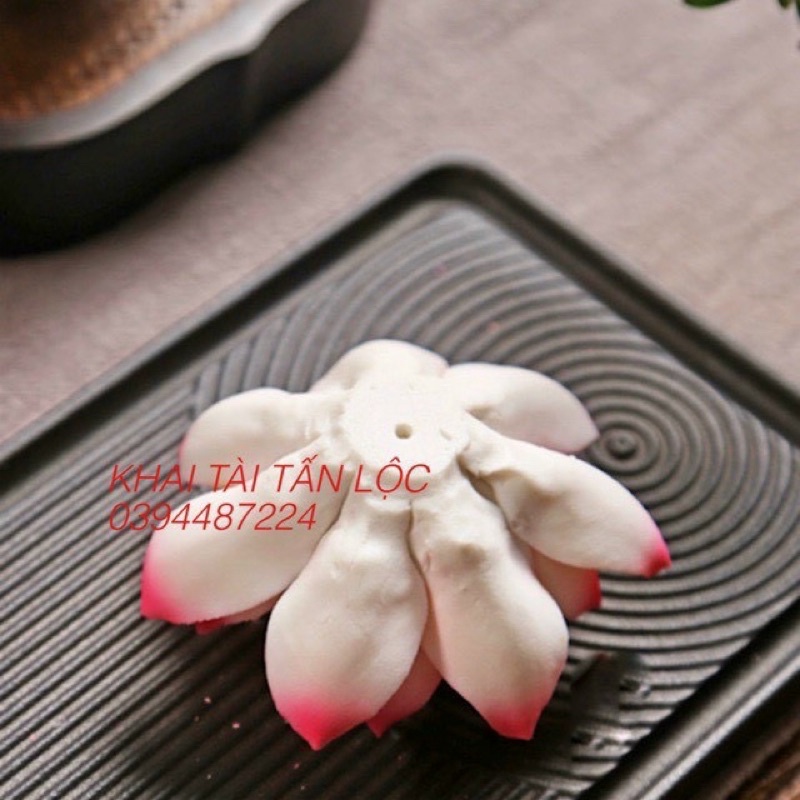 Hoa sen gốm cắm nhang , thắp hương trang trí bàn trà loại lớn 13cm
