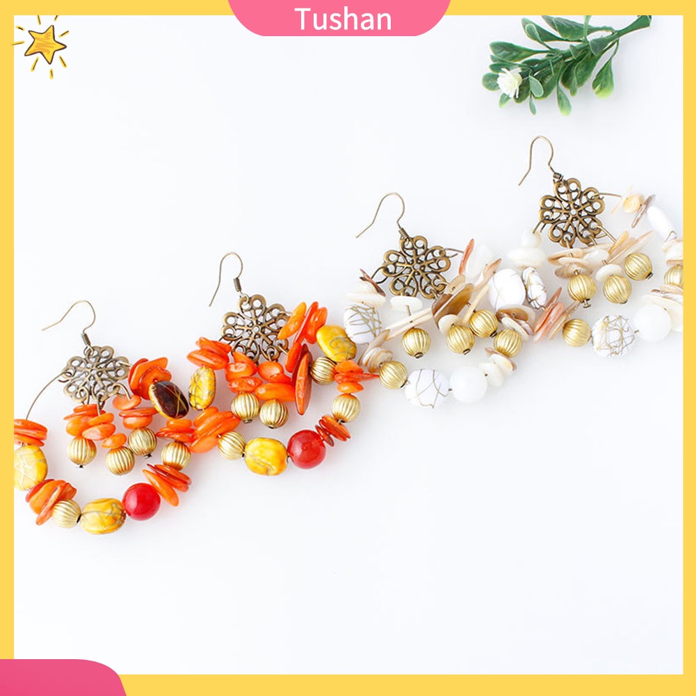 Bông tai dài nhiều màu sắc phong cách Bohemian