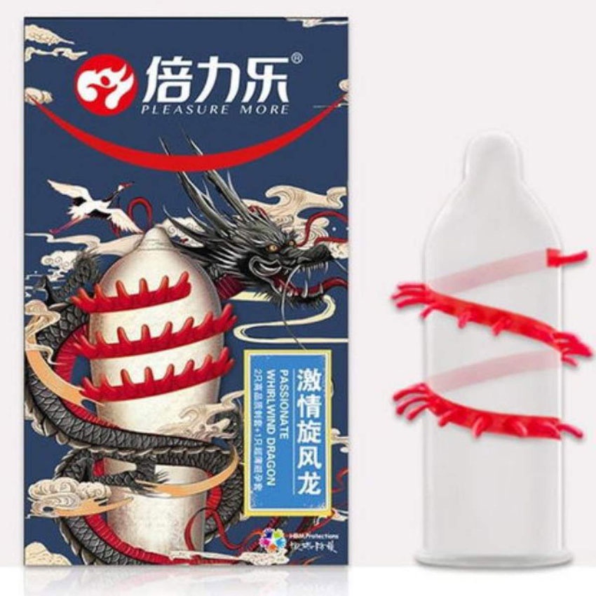 Bao cao su Pleasure More - Gân gai và bi lớn - Hộp 2 bao gân gai lớn + 1 bao siêu mỏng [Giao ngẫu nhiên]