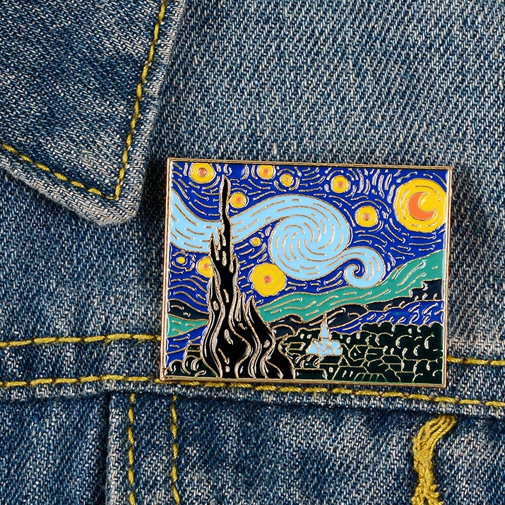 Ghim Cài Áo Hình Tranh Sơn Dầu Vincent Van Gogh Làm Quà Tặng Nghệ Thuật