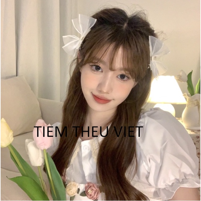 Kẹp Tóc 2 Lớp Voan Lưới Tiệm Thêu Việt