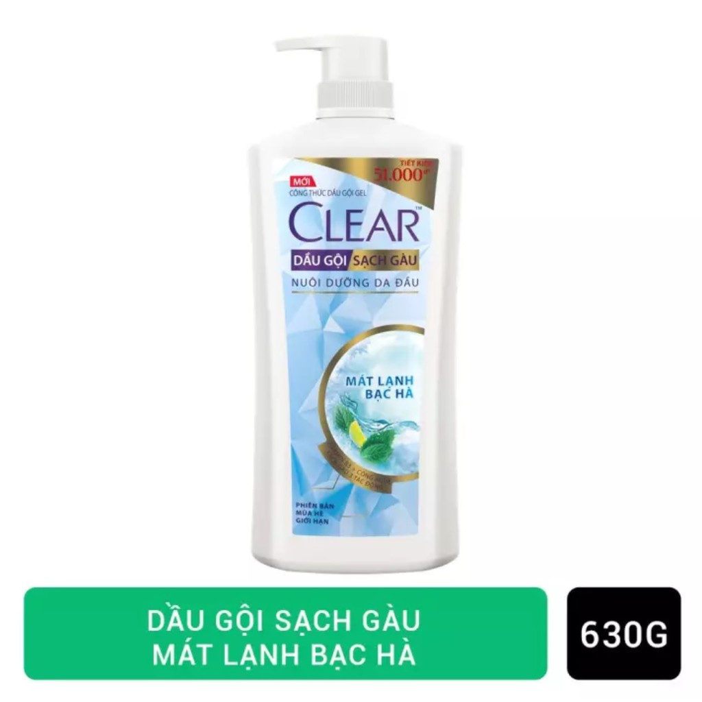 Dầu gội Clear Sạch gàu Mát lạnh bạc hà chai 650g