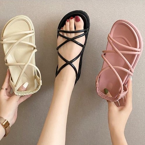 Giày Sandal Dây Chéo Đế Cao Dễ Thương Có Quai Hậu Cực Xinh Dành Cho Nữ