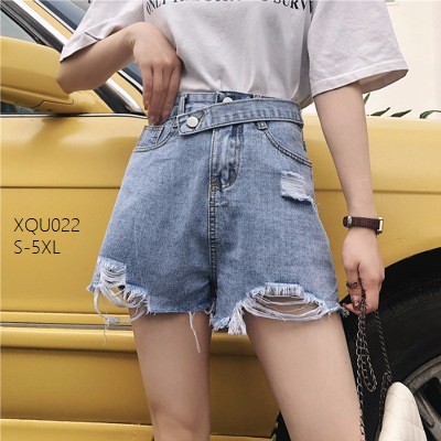 XẢ HÀNG XQU022 Quần sooc jeans nữ vạt chéo phong cách Hàn Quốc