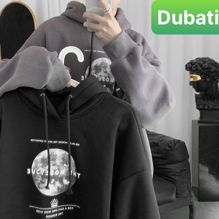 ÁO KHOÁC NỈ - ÁO KHOÁC HOODIE NAM NỮ MẶT TRĂNG TRÒN CHẤT NỈ DÀY TAY DÀI FROM RỘNG UNISEX- DUBATI FASHION