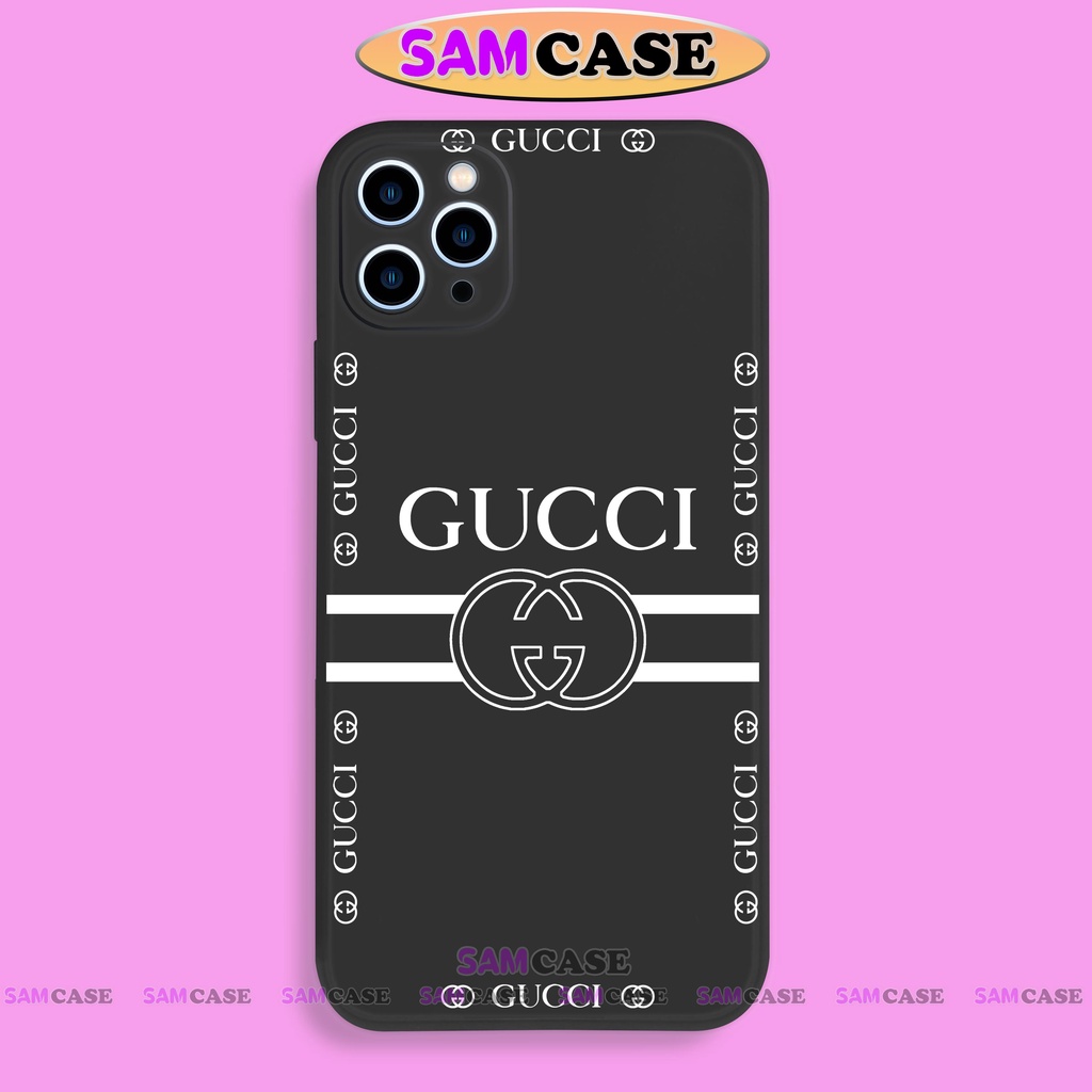 Ốp lưng điện thoại iPhone Gucci cạnh viền vuông silicon dẻo bảo vệ cam ip 6/6s/7/8/X/XS/XR/11/12/13/14 Pro Plus Max
