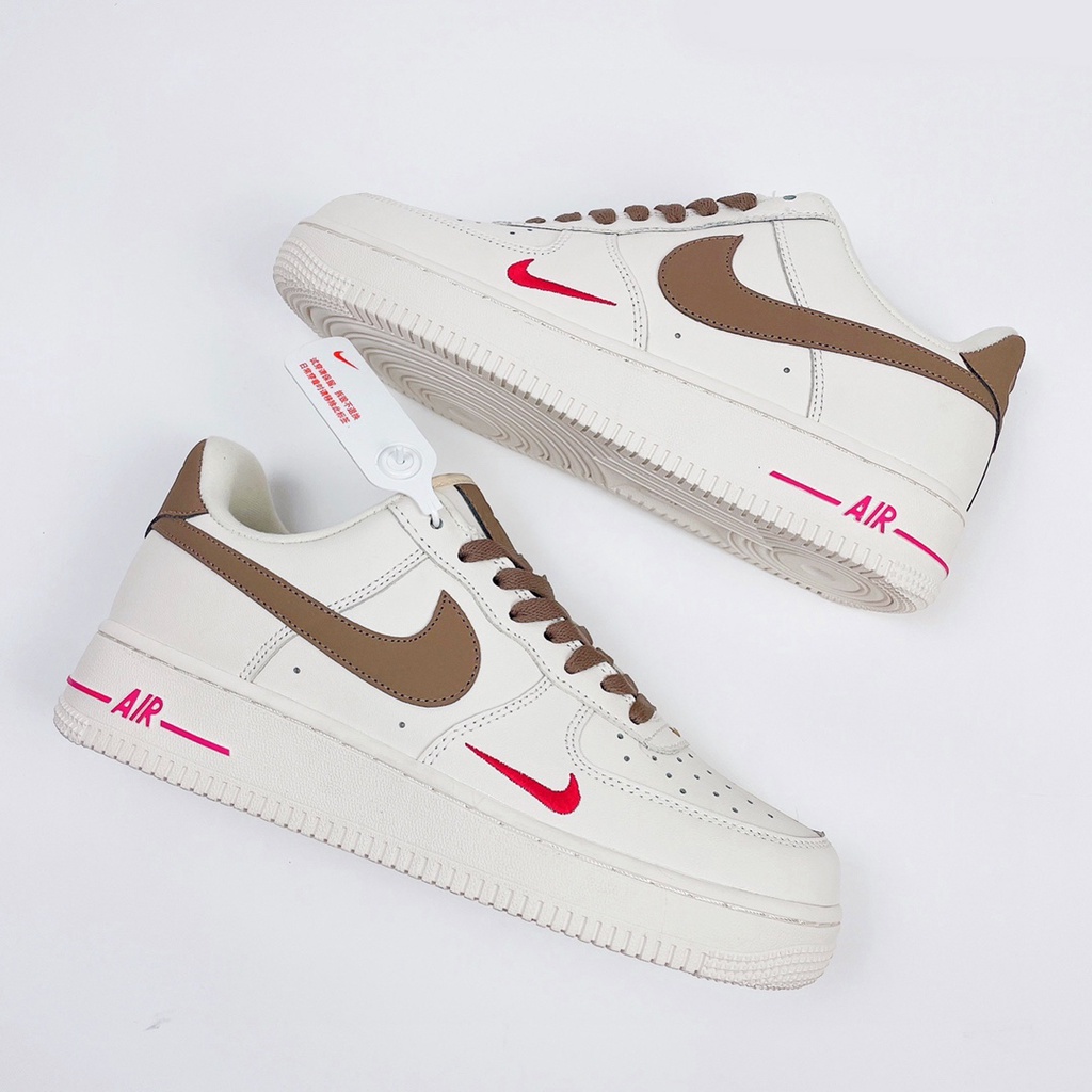 Giày Nike Air Force 1 Trắng Vệt Nâu - Giày Sneaker AF1 Nam Nữ Thể Thao Cổ Thấp Cao Cấp Full box + Bill