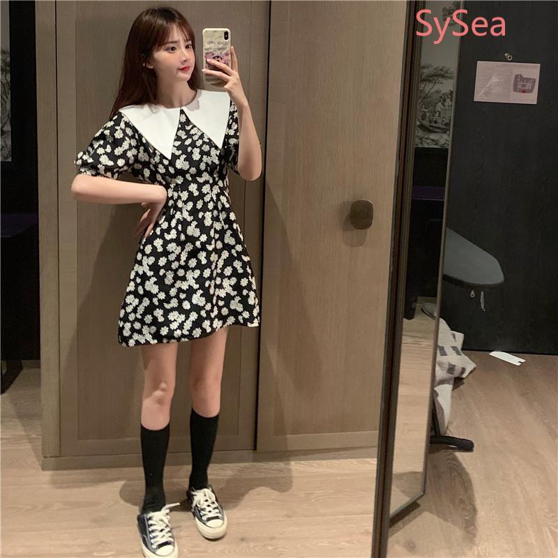 Đầm hoa cúc ngắn tay thời trang mùa hè ngọt ngào cho nữ