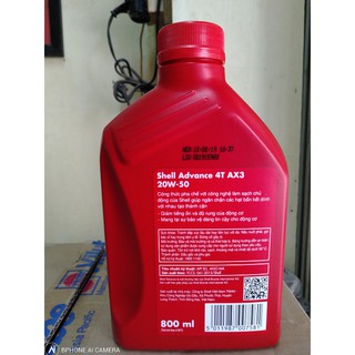 Nhớt xe số SHELL ADVANCE AX3 20W50 800ml