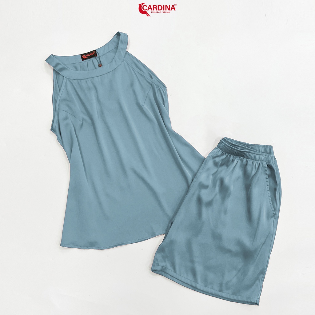 Đồ Bộ Nữ 𝐂𝐀𝐑𝐃𝐈𝐍𝐀 Chất Lụa Satin Nhật Cao Cấp Quần Đùi Áo Cổ Yếm 1Y02