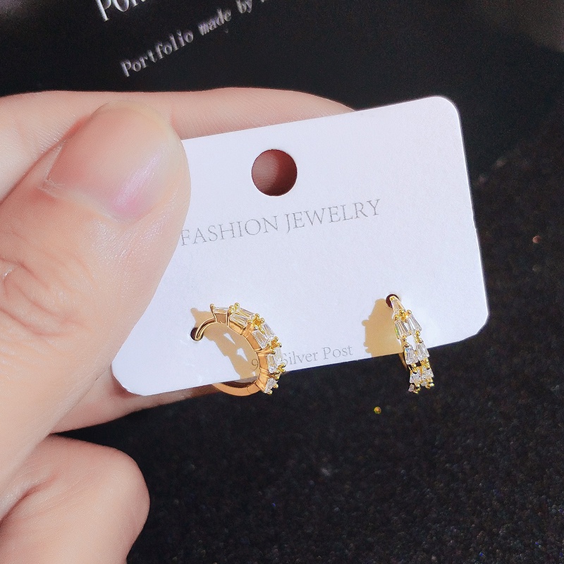Bông tai JIUDUOLAN màu vàng đính đá zircon tinh tế hợp thời trang dễ phối đồ trang sức cho nữ
