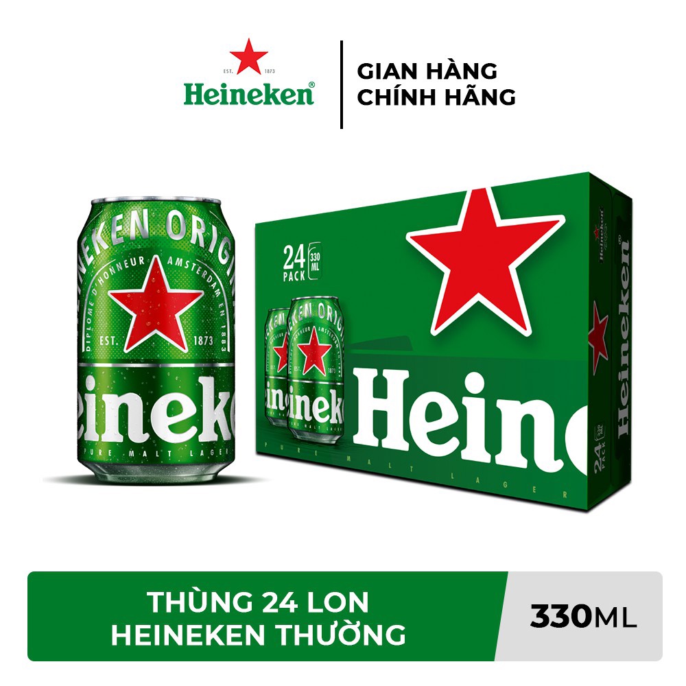 [GIAO NHANH 2H] Bia Heineken thùng 24 lon x 330ml