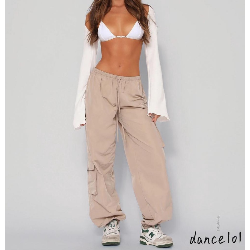 Quần Dài Ống Rộng Lưng Thun Rút Dây Màu Trơn Tùy Chỉnh 1O1 Cho Nữ