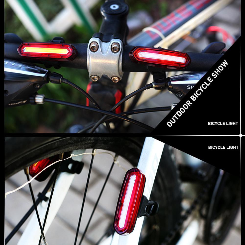USB Rechargeable COB LED Bicycle Bike Cycling Front Rear Tail Light Lamp